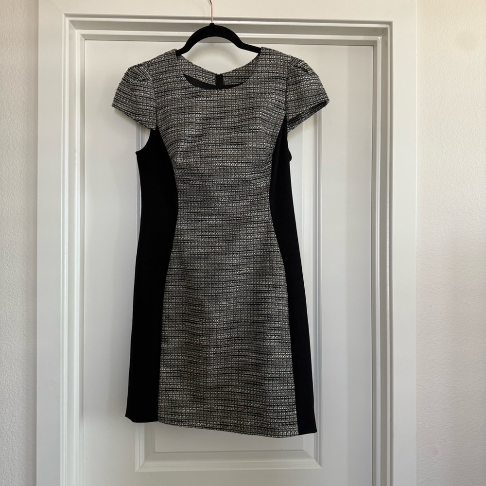 Moulinette Soeurs Anthropologie Black Gray Metallic Tweed Sheath Dress 6P Y2K - Picture 2 of 15